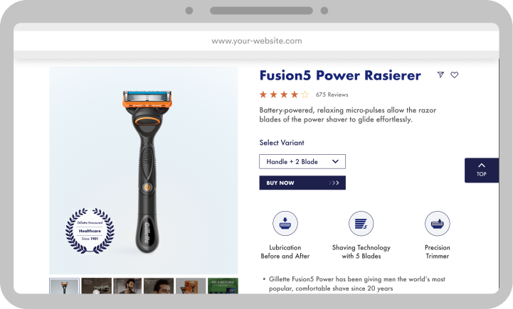 Gillette PDP desktop mockup